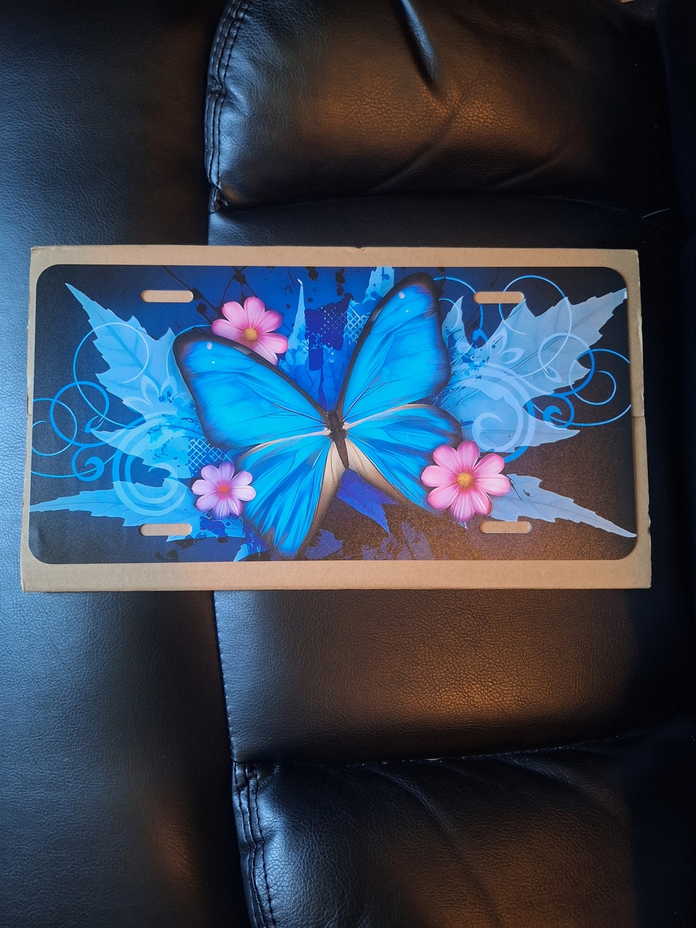 Blue Butterfly Decorative License Plate